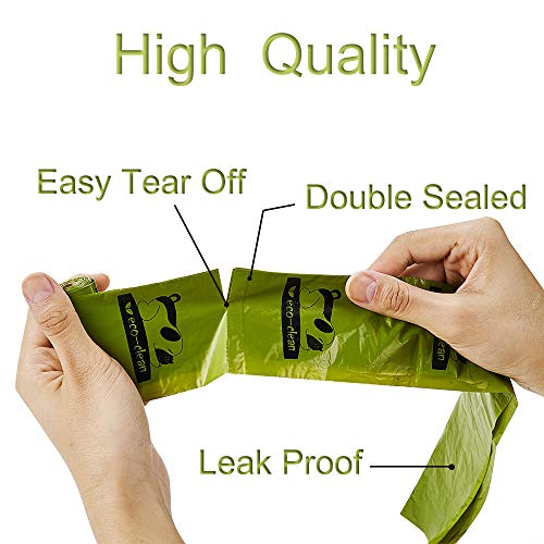 ECO-CLEAN Dog Poop Bags, 24 Rolls/360 Bags with Dispenser, Dog Waste Bags, Unscented, Leak-Proof, Easy Tear-Off - color: Green