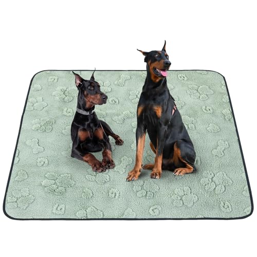 LOOBANI Washable Pee Pads for Dogs: 72"x72" Super Absorbent Reusable Dog Pee Pads Extra Large, Waterproof and Leakproof Whelping Pad for Potty Training, Playpen, Crate,Floor and Bed - color: Green Dog Element, size: 72"x72"(Pack of 1)