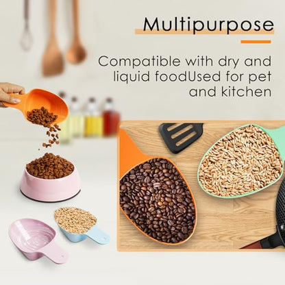 Dog Food Scoop-Melamine Pet Food Measuring Cup - 1 Cup 1/2 Cup 1/4 Cup Dog Cat Bird and Rabbit Food Feeding Scoop Dishwasher Safe - Orange - color: Orange