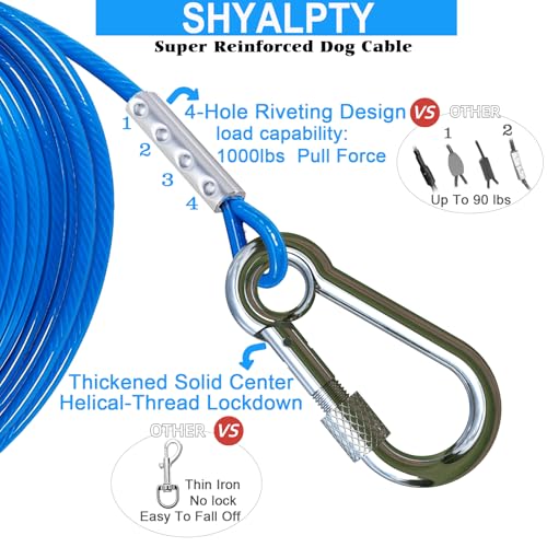Dog tie Out Cable and Stake,with 45 ft Cable,360° Swivel Dog Runner for Yard,Dog Run Anchors for Large Dogs up to 150 lbs-Ideal for Outdoor Camping - size: dog stake+45ft cable