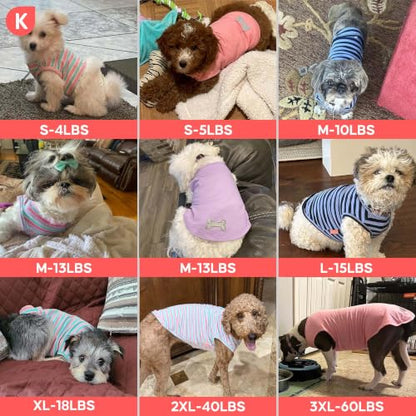 KYEESE 2Pack Dog Shirt, Soft Striped Dogs T Shirts, Lightweight Doggie Tank Top Cat Clothes, Sleeveless Dog Shirt for Small Dogs, Stretchy Pet Vest, Purple+Blue Striped, Medium - color: 04# 2Pack (Purple+Purple Striped), size: Medium (7-13lbs)