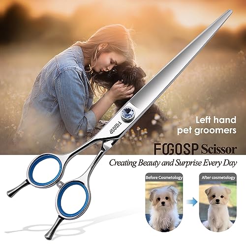 Straight Left Handed Dog Grooming Scissors 7.0'' Professional Dog Shears for Grooming for Pet Cat Japan 440C Dog Scissors for Small Dogs Super Sharp (7.0'' Straight) - size: 7.0 inch, style: Straight Shears
