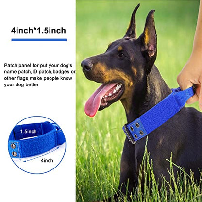 Reflective Dog Collar Heavy Duty Tactical with Control Handle and Metal Buckle for Dog Training(M,Blue) - color: Blue, size: Medium (Pack of 1)