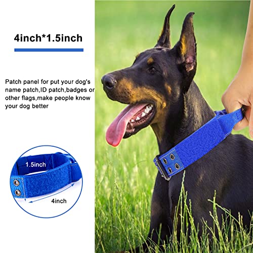 Reflective Dog Collar Heavy Duty Tactical with Control Handle and Metal Buckle for Dog Training(Large, Blue) - color: Blue, size: Large (Pack of 1)