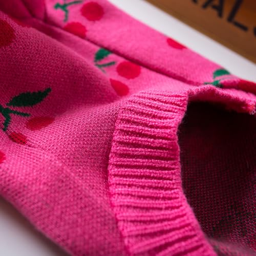 Dog Sweater for Small Dogs Pink Cherry Knitted Pullover,Puppy Sweatshirts Chihuahua Sweaters Warm Soft Pet Yorkie Winter Clothes for Kitten Cats and Dogs (X-Small) - size: X-Small(4-6lb)