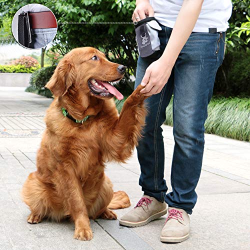 AMZNOVA Dog Treat Bag Treatnow Dog Treat Pouch, Training Pouch with Waist Belt & Clicker for Training & Walking, Waist Clip On Snack Fanny Pack for Pet, 3Cups, Grey - color: Grey