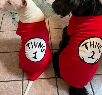 Dog Shirts for Pet Clothes Soft Breathable Puppy Shirts Pop Culture Thing 1 to Thing 9 Printed Pet T-Shirt (RED-1, X-Small) - color: RED-1, size: X-Small
