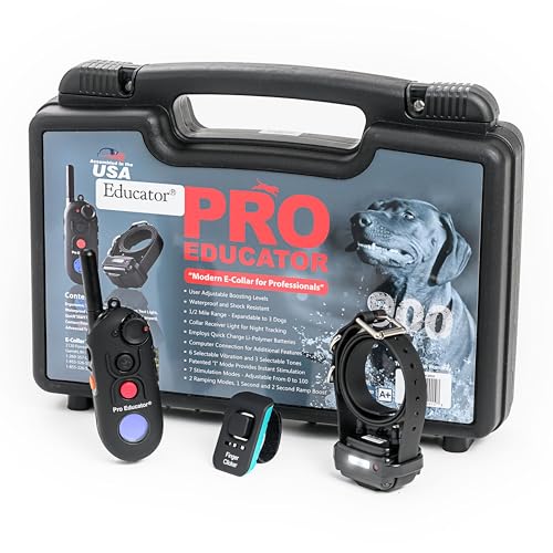 E-Collar Educator Pro PE-900 Dog Training Collar, 1 Dog, Black | 1/2 Mile Range, 256 Levels of Stimulation, Tone & Vibration, Waterproof, Rechargeable - size: 1 Dog