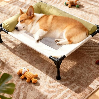 Outdoor Cooling Dog Bed – Elevated Airflow Sleeper Frame, Foldable Puppy Nest Mat, Moisture Resistant Feline Cradle, Lightweight Rest Pad, Anti Heat Nap Station | Animal Cot for Backyard Deck Balcony - color: Green