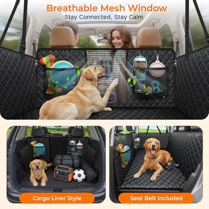 URPOWER 2026 Upgraded Dog Back Seat Extender for Full Size Crew Cab Truck - Large Hard Bottom Dog Car Seat Cover Holds 550lbs, Waterproof Dog Hammock Pet Bed with High-Density Foam Non-Slip - color: Black, size: XL - Full Size Crew Cab Truck