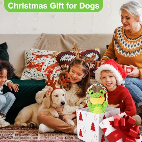 Drmstow Dog Toys for Aggressive Chewers - Interactive Plush Squeaky Toy with Crinkle Paper & Rope, Durable Chew Toys for Anxiety Relief, Small Medium Large Dogs - color: Green1