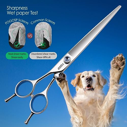 Straight Left Handed Dog Grooming Scissors 7.0'' Professional Dog Shears for Grooming for Pet Cat Japan 440C Dog Scissors for Small Dogs Super Sharp (7.0'' Straight) - size: 7.0 inch, style: Straight Shears
