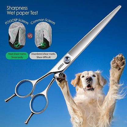 Straight Left Handed Dog Grooming Scissors 7.0'' Professional Dog Shears for Grooming for Pet Cat Japan 440C Dog Scissors for Small Dogs Super Sharp (7.0'' Straight) - size: 7.0 inch, style: Straight Shears