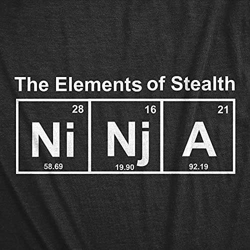 Mens Ninja Element of Stealth T Shirt Funny Adult Humor Graphic Nerdy Tees - color: Heather Black, size: Large