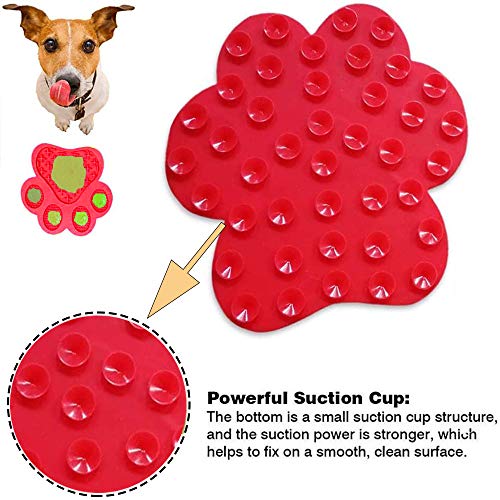Dog Licking Mat for Anxiety Peanut Butter Slow Feeder Bowls Licking Pad with Strong Suction to Wall for Pet Bathing,Grooming,and Dog Training (Red) - color: Red