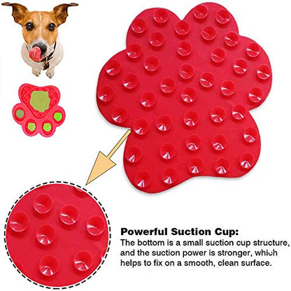 Dog Licking Mat for Anxiety Peanut Butter Slow Feeder Bowls Licking Pad with Strong Suction to Wall for Pet Bathing,Grooming,and Dog Training (Red) - color: Red