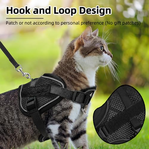 PUPTECK Cat Harness and Leash Set Escape Proof, Adjustable Reflective Kitten Jacket Easy Control, Pet Vest Harness for Cats Small Dogs Puppies Walking and Travel - color: Black, size: Small