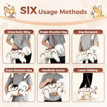 Hands Free Dog Backpack Carrier for Small Dogs, Yorkie Shoulder Carrier Sling Backpack Carriers Dog Lift Harness Portable Breathable Pet Carrier Backpack for Small Puppies (M, 8.8-14.3lbs)