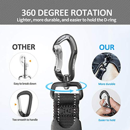 IOKHEIRA Multifunctional Tactical Dog Leash Heavy Duty,4-6 FT Strong Bungee Leash with Car Seatbelt, Shock Absorbing Dog Lead for Large, Medium Dogs - color: Black