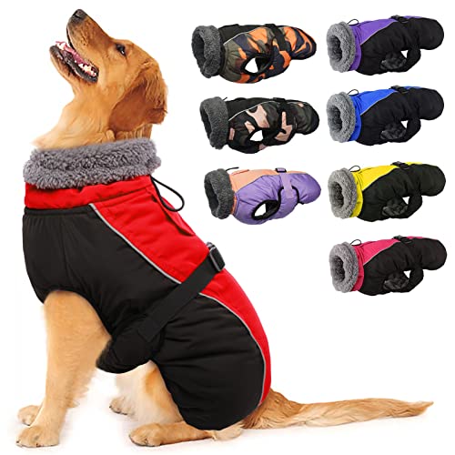IECOii Extra Warm Reflective Adjustable Dog Jacket - Winter Coat with Buckle Fleece Turtleneck for Small to Extra Large Dogs - color: Red, size: Small(Chest:12.6-16.5 in)