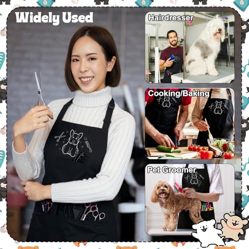 Dog Grooming Apron with 4 Pockets Grooming Apron for Dog Groomers | Waterproof Adjustable Multi Function Pet Pinafore Aprons for Puppy Dogs Cats