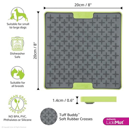 LickiMat Tuff, Heavy-Duty Buddy, Dog Slow Feeder Lick Mat, Boredom Anxiety Reducer; Perfect for Food, Treats, Yogurt, or Peanut Butter, Fun Alternative to a Slow Feed Dog Bowl, Green - color: Green