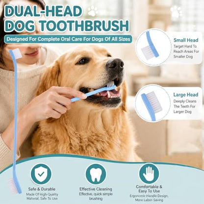 10 Pack Dog Tooth Brushing Kit, Pet Dog Toothbrush 2 Triple Head Pet Toothbrushes 360 Degree Finger Toothbrushes 4 Double Head Tooth Brush Dental Cleaning Brushes for DogCat Oral Dental Health