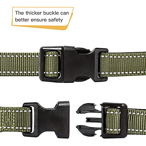 HEELE Dog Collar, Reflective Dog Collar, Soft Neoprene Padded Breathable Nylon Pet Collar Adjustable for Small Dogs Puppy, Army Green, XS(7.87-11.81") - color: Army Green, size: X-Small (7.87-11.81")