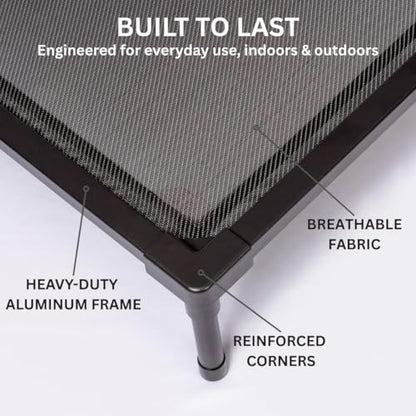 Elevated Dog Bed, Dog Cot for Large Dogs, Aluminum Frame with Chew-Resistant PVC Fabric, Supports Up to 150 lbs, Indoor and Outdoor Use, Hardware Included, 49.25" x 32.75" x 7" - size: Large