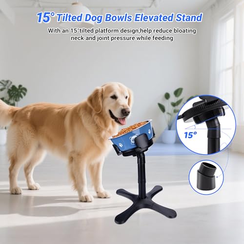 Dog Bowls,Elevated Adjustable Dog Bowl Stand with 3 Heights & Tilted Feeding Design, Raised Stand Compatible with Medium & Large Breeds(2 Pack) Black - size: Dog Bowl Stand 2 Pack