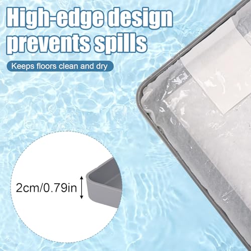 Penitue Silicone Dog Pee Pad Holder Fits Up to 24x24 Inch Pee Pads, Leak-Proof Raised Edges Puppy Potty Tray with 4 Fixing Clips Square Non-Slip Dog Pet Potty Training Mat for Floor Protection (Grey)