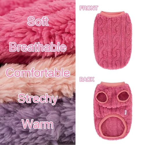 XPUDAC 3 Pack Dog Sweater, Dog Winter Coat with Cute Pattens Pullover Stretchy Fleece Pet Sweaters for Small Medium Dogs Girl boy- 4XL - color: Pink-Hot pink-Purple, size: 4X-Large