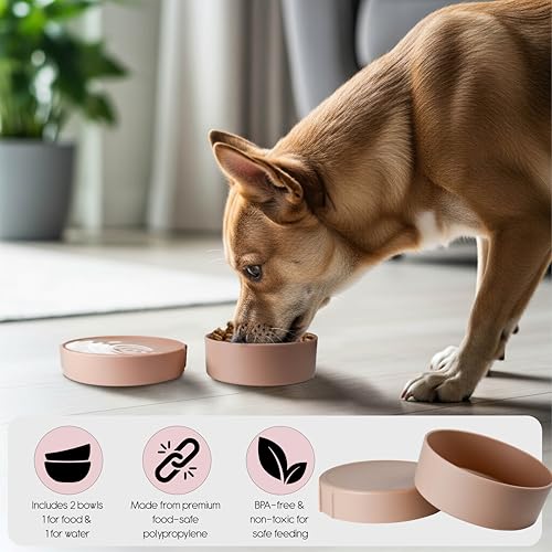 Barkin’ Trails Travel Dog Bowls, Portable Outdoor Water, BPA-Free, Food Grade Plastic Dog Travel Bowl, Camping Essentials & Container (Mocha) - color: Mocha