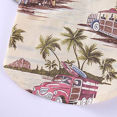 Tangpan Summer Pet Daisy Hawaiian Beach Plaid Print Shirts Clothes for Dog Beige S - color: Beige, size: Small