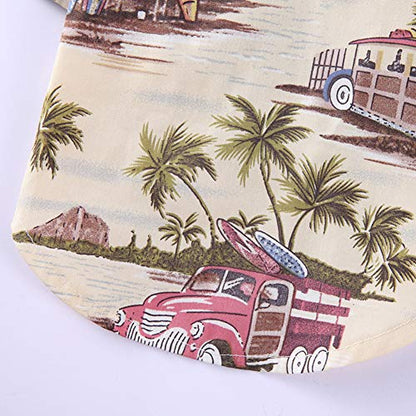 Tangpan Summer Pet Daisy Hawaiian Beach Plaid Print Shirts Clothes for Dog Beige S - color: Beige, size: Small