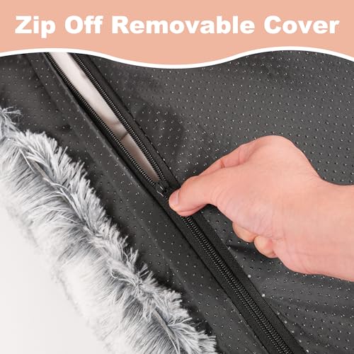Bedfolks Waterproof Crate Bed, Plush Dog & Cat Bed with Removable Washable Cover, Faux Fur Kennel Pad, 23"x18", Dark Grey - color: Dark Grey, size: Small(23x18'')