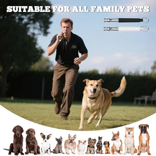 2 PCS Dog Whistles,Professional Recall Dog Training Whistle with Lanyard,Adjustable Ultrasonic Silent Dog Recall Whistles,Dog Whistle to Stop Barking Neighbors Dog,Dog Barking Stopper (Black+White) - color: Black+White