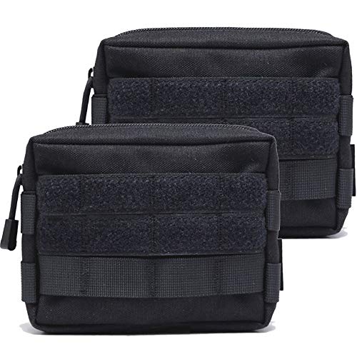 Molle Pouches, Tactical Admin Pouch Compact EDC Utility Gadget Gear Pouch Military Carry Accessory Belt Hanging Waist Bag - color: 2 pack-black-7"(L) * 5.1"(H)