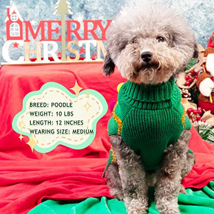 cyeollo Dog Christmas Sweater, Pullover Turtleneck Xmas Sweaters with Leash Hole Glitter Holiday Puppy Clothes for Small Dogs Cats - color: Christmas, size: Small