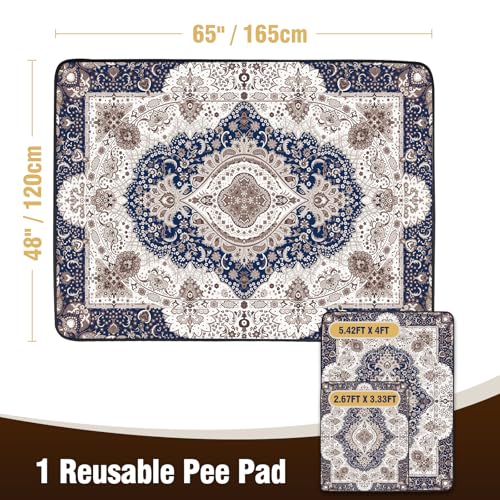 DEEP DEAR Washable Pee Pads for Dogs 65"x48" 1 Pack, Reusable Dog Pee Pads Extra Large, Super Absorbent Puppy Pads XXL, Waterproof & Leak-Proof Dog Potty Training Pads, Non-Slip Pet Incontinence Pads - color: Classic Brown