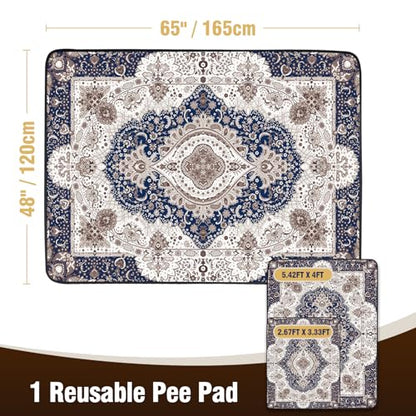 DEEP DEAR Washable Pee Pads for Dogs 65"x48" 1 Pack, Reusable Dog Pee Pads Extra Large, Super Absorbent Puppy Pads XXL, Waterproof & Leak-Proof Dog Potty Training Pads, Non-Slip Pet Incontinence Pads - color: Classic Brown