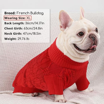 Small Dog Sweater Clothes Pullover Knitted Dog Coat Sweaters for Small Dogs Cats Girl Boy Thick Warm Puppy Clothes for Chihuahua Yorkie Bulldog Christmas Cold Weather Pet Outfits