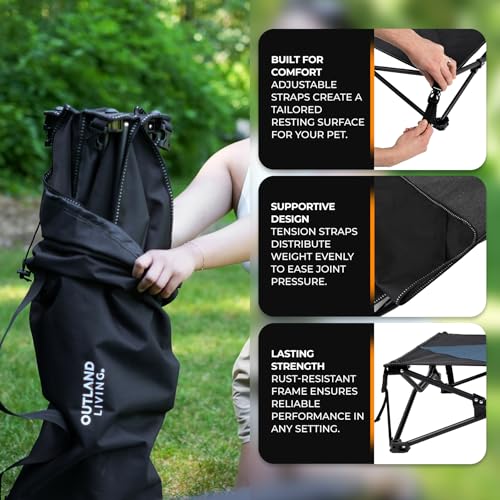 Outland Living Elevated Dog Bed – Durable, Weather-Resistant Pet Cot with Breathable, Joint-Supporting Design | Rust-Resistant, Easy Assembly, Perfect for Outdoor Adventures, Camping, and Home Use