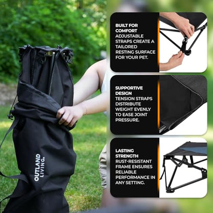 Outland Living Elevated Dog Bed – Durable, Weather-Resistant Pet Cot with Breathable, Joint-Supporting Design | Rust-Resistant, Easy Assembly, Perfect for Outdoor Adventures, Camping, and Home Use