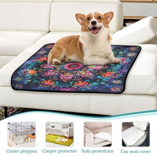 Qilmy Mandala Pet Mat, Waterproof Reusable Dog Training Pad Anti-Slip Pet Creat Pad for Small Medium Large Dogs and Cats - size: Smallx3