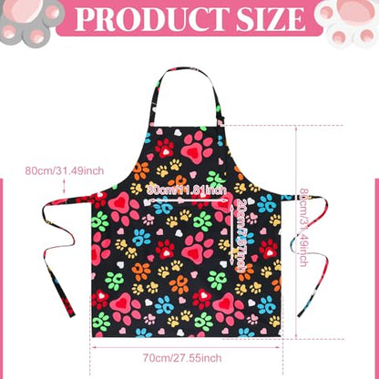 Dog Grooming Waterproof Apron with 2 Pockets, Cute Animals Puppy Dog Pets Apron - style: Heart Dog Paw