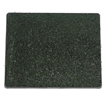 Dog Grass Pee Pads, Reusable Artificial Grass Potty Tray with 3 - Layer Drainage System, Easy to Clean Indoor Puppy Training Mat for Small Dogs, Includes Baffle and Tray (S) - size: S