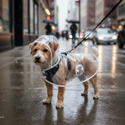 Clear Dog Raincoat for Small Medium Dogs Waterproof Hooded Pet Poncho with Adjustable Snaps Leash Hole Packable Rain Coats Lightweight Cape for Bichon Poodle (3-6lbs) (Medium)
