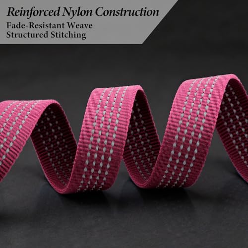 Double Handle Dog Leash 6 FT Reflective 2 Handle Traffic Lead with Padded Grip, Heavy Duty Nylon Leash for Walking Training, for Small Medium Large Dogs, Pink - color: Pink
