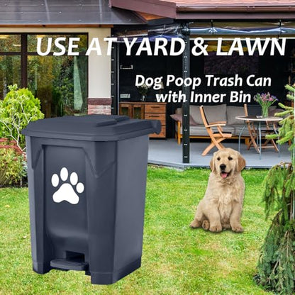 tebiete Dog Poop Trash Can Outdoors Pet Waste Station with Lid Dog Waste Disposal Container with Removable Inner Bin Bucket Hands-Free Pedal Garden Yard Home with Waste Bags, Grey - color: 1Pack Grey